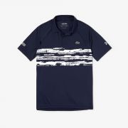 Lacoste SPORT Polo uomo jersey stampato elasticizzato x Novak Djokovic - Blu Navy/Bianco