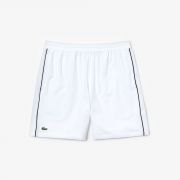 Lacoste SPORT Pantaloncini tecnici Novak Djokovic in stretch con bordino - Bianco/Blu Navy